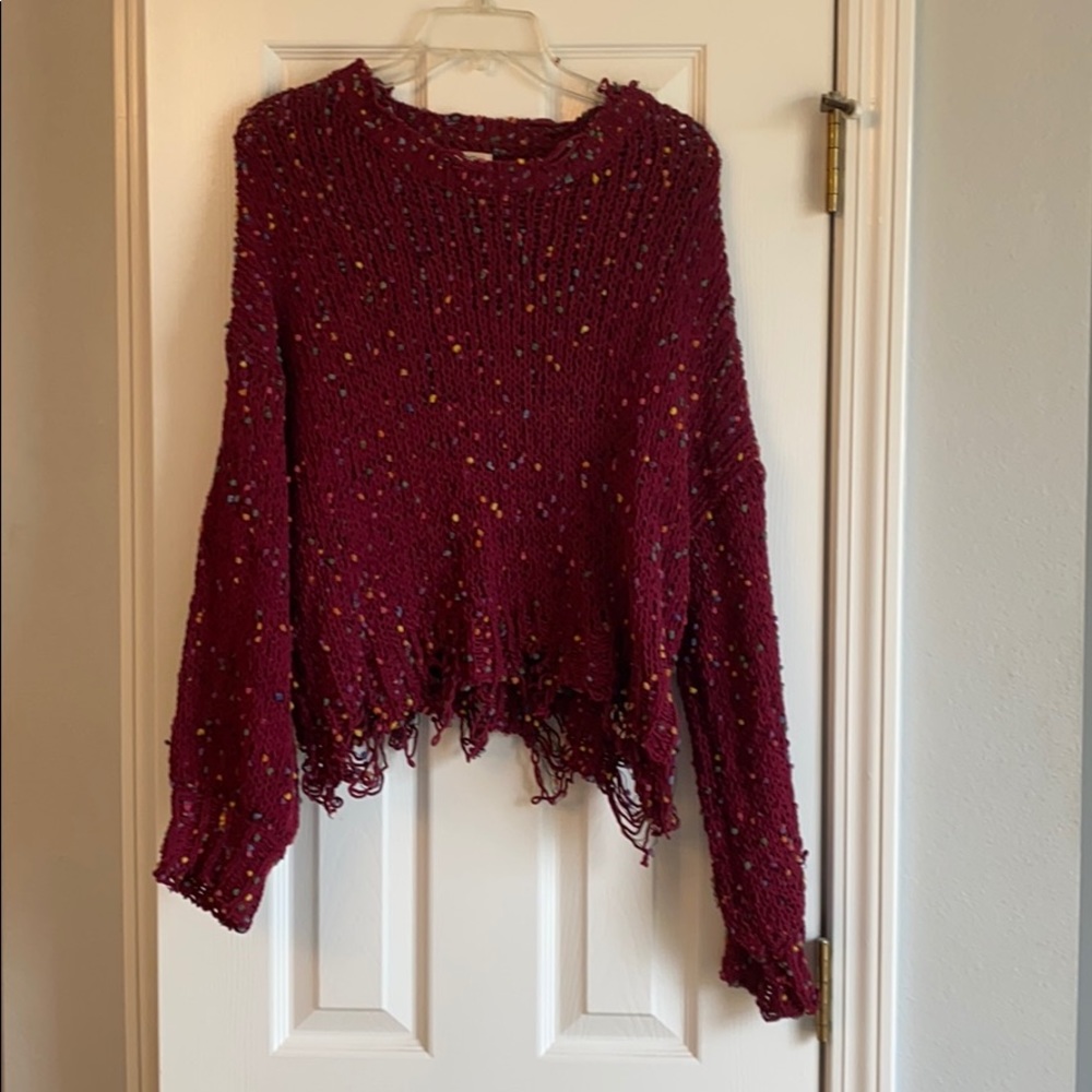 Frayed confetti sweater